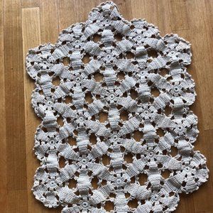 Vintage Hand Crochet Doily 10" x  15.5" Beige Color